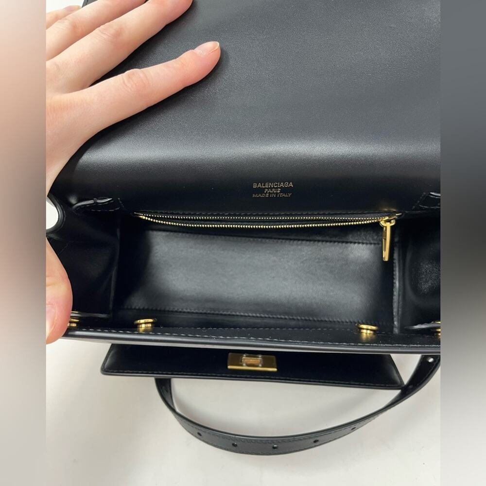 Balenciaga Small Money Bag Top Handle and Adjustable Crossbody Black Leather - Picture 5 of 11